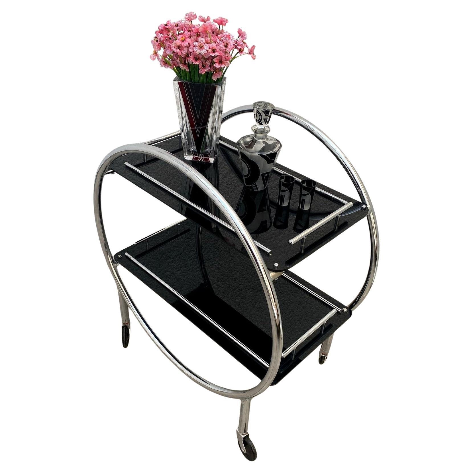 Original Art Deco Chrome Modernist Hostess Trolley Bar Cart, c1930 For Sale 2