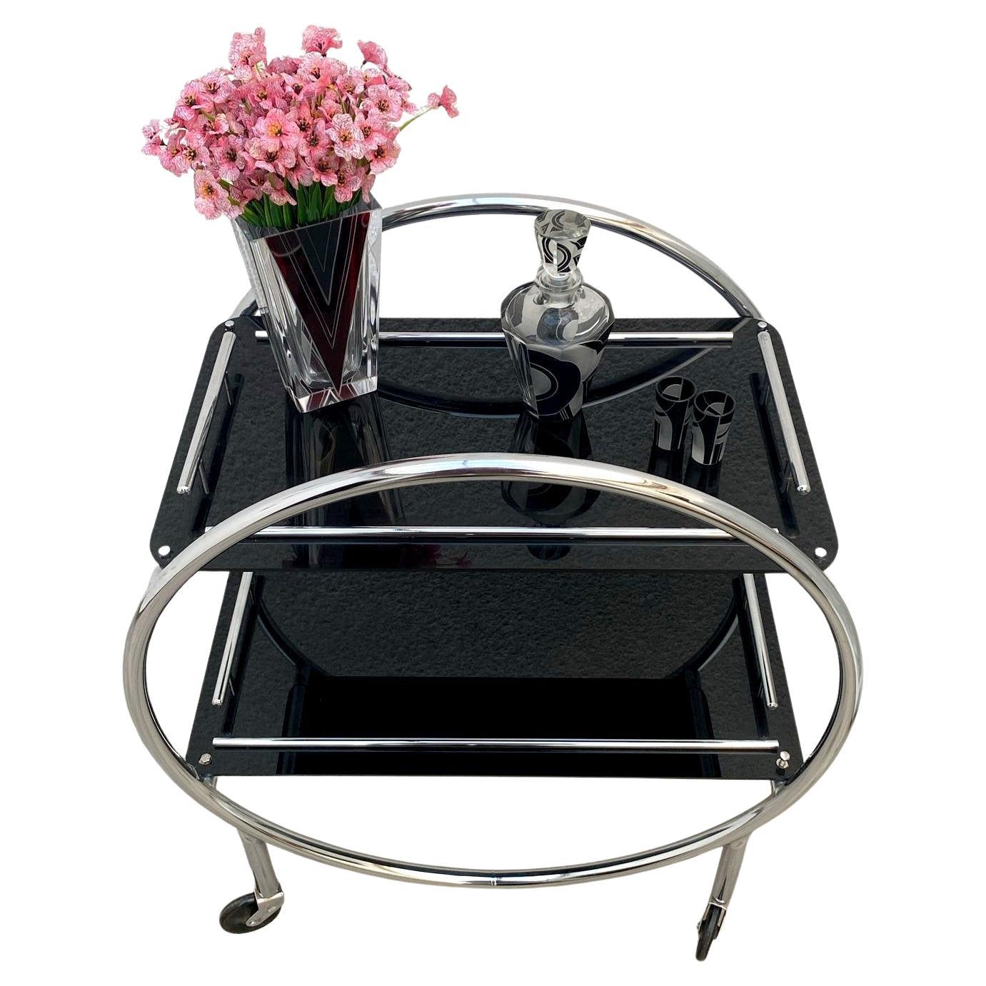 Original Art Deco Chrome Modernist Hostess Trolley Bar Cart, c1930 For Sale 3