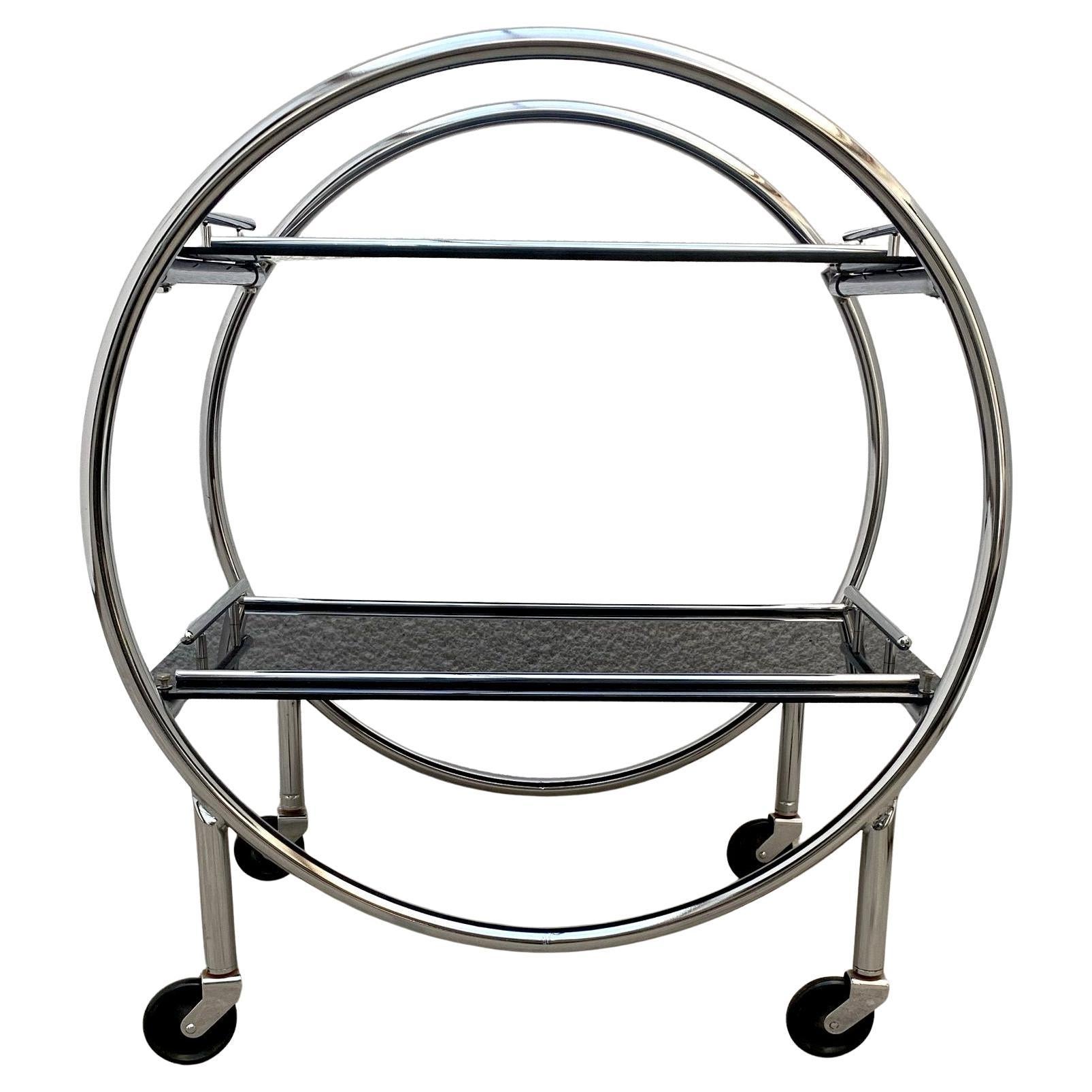 Original Art Deco Chrome Modernist Hostess Trolley Bar Cart, c1930 For Sale 4