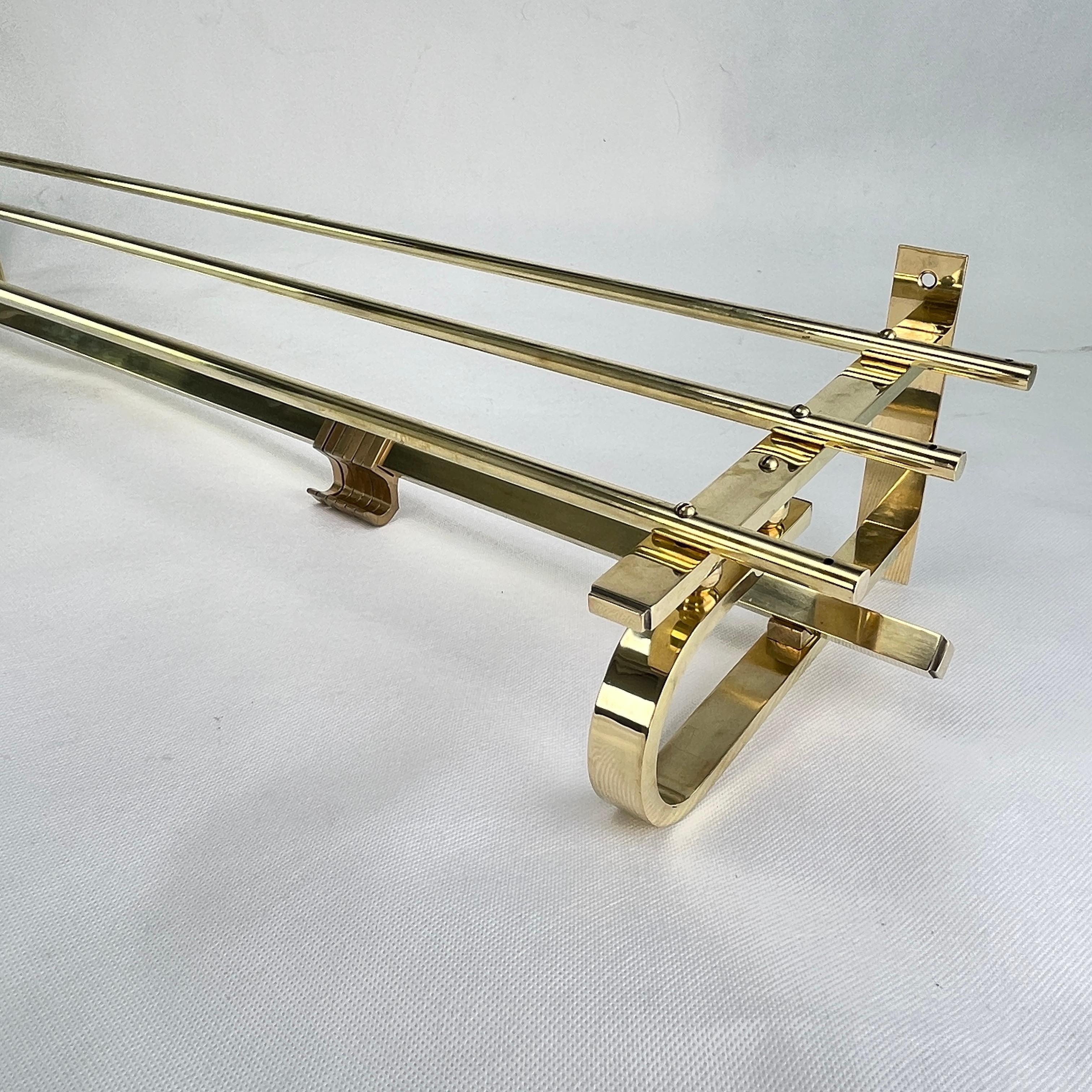 Belgian Original Art Deco Coat Rack Brass Bauhaus Modernist, 1930s