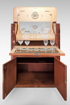 Original Art Deco Cocktail Cabinet in figured Walnut