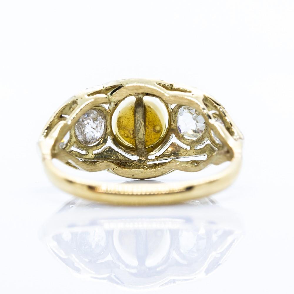 Old Mine Cut Original Art Deco Diamond and Pearl Ring