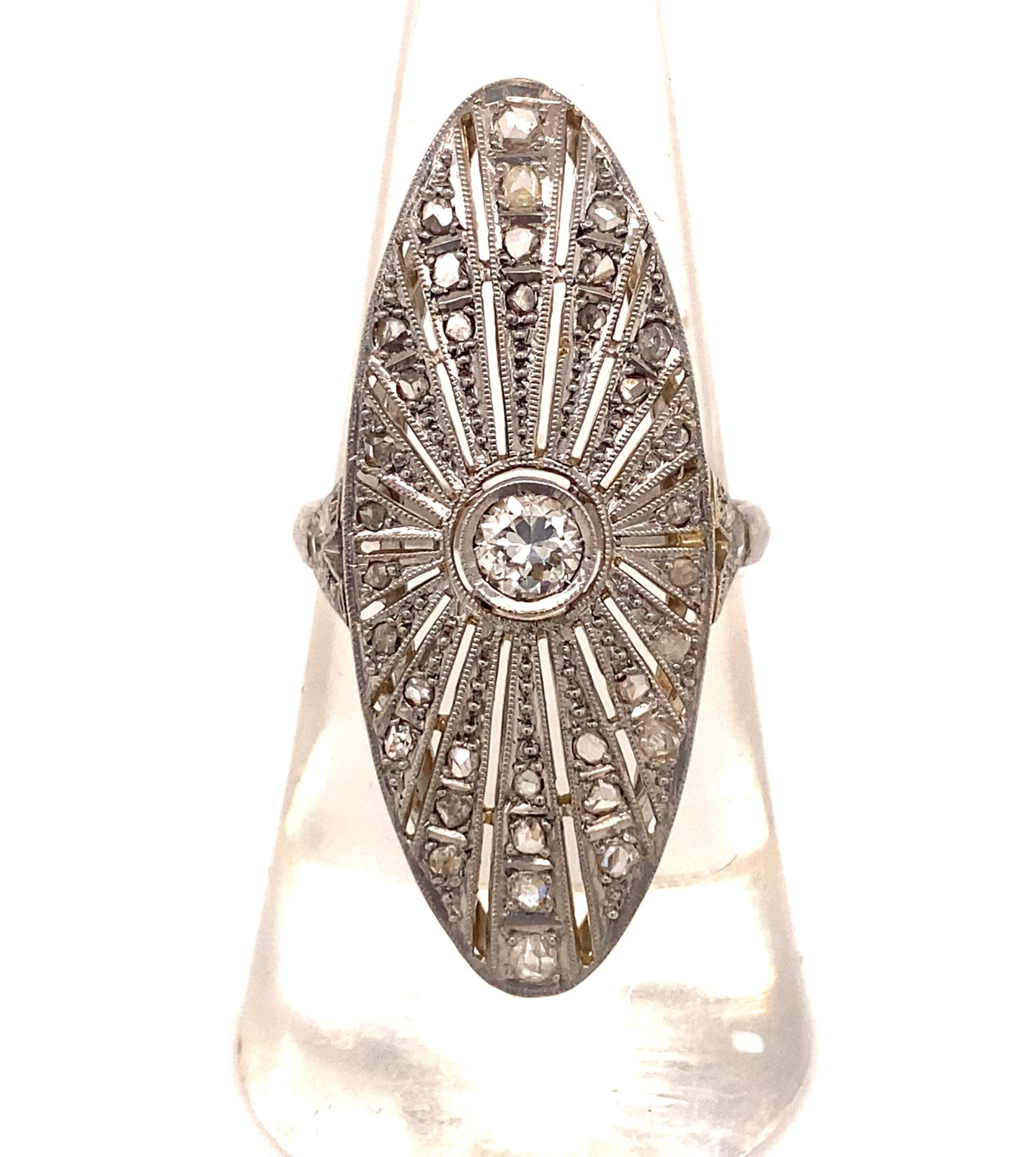 Original Art Deco Diamond Filigree 950 Platinum Ring In Excellent Condition For Sale In Woodland Hills, CA