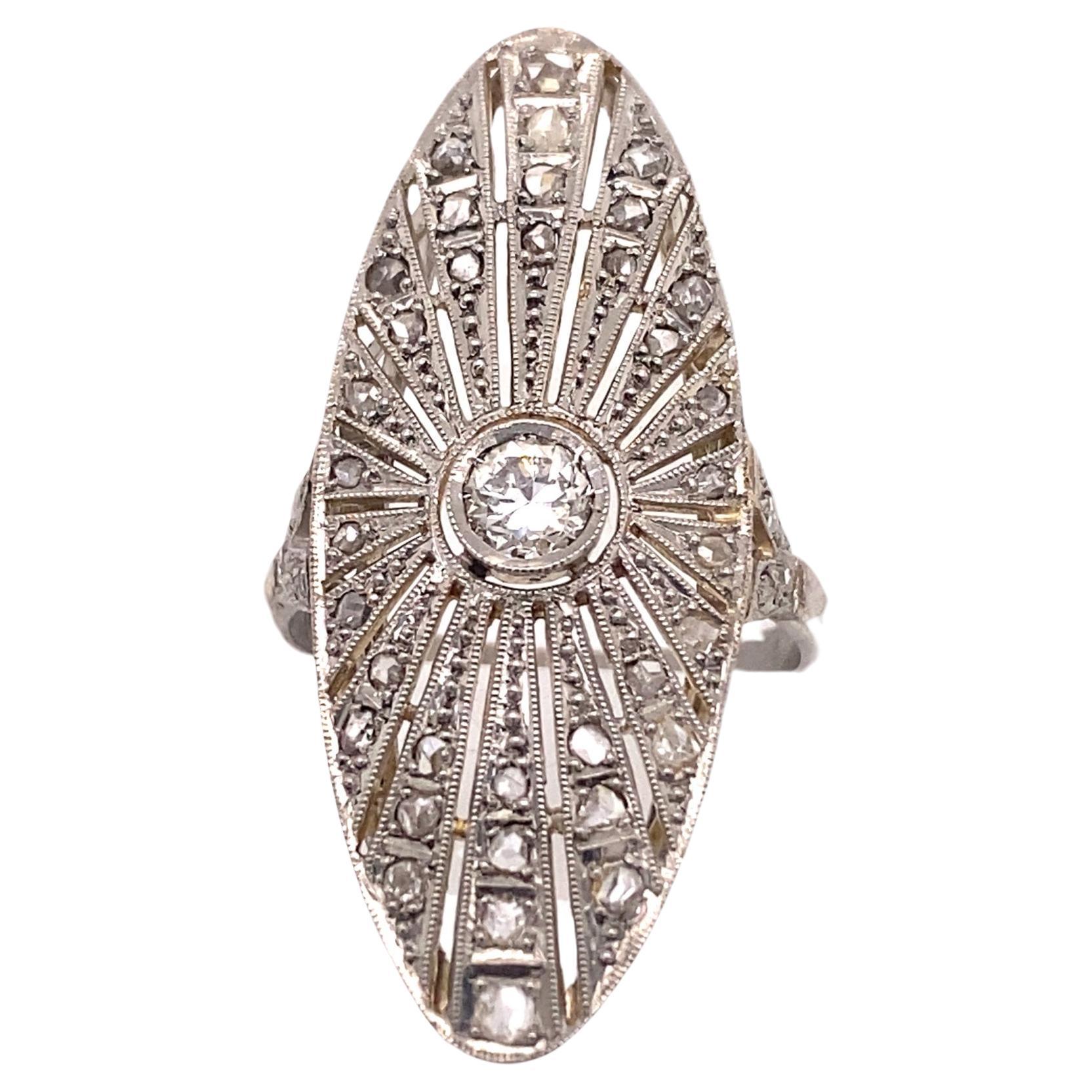 Original Art Deco Diamond Filigree 950 Platinum Ring For Sale