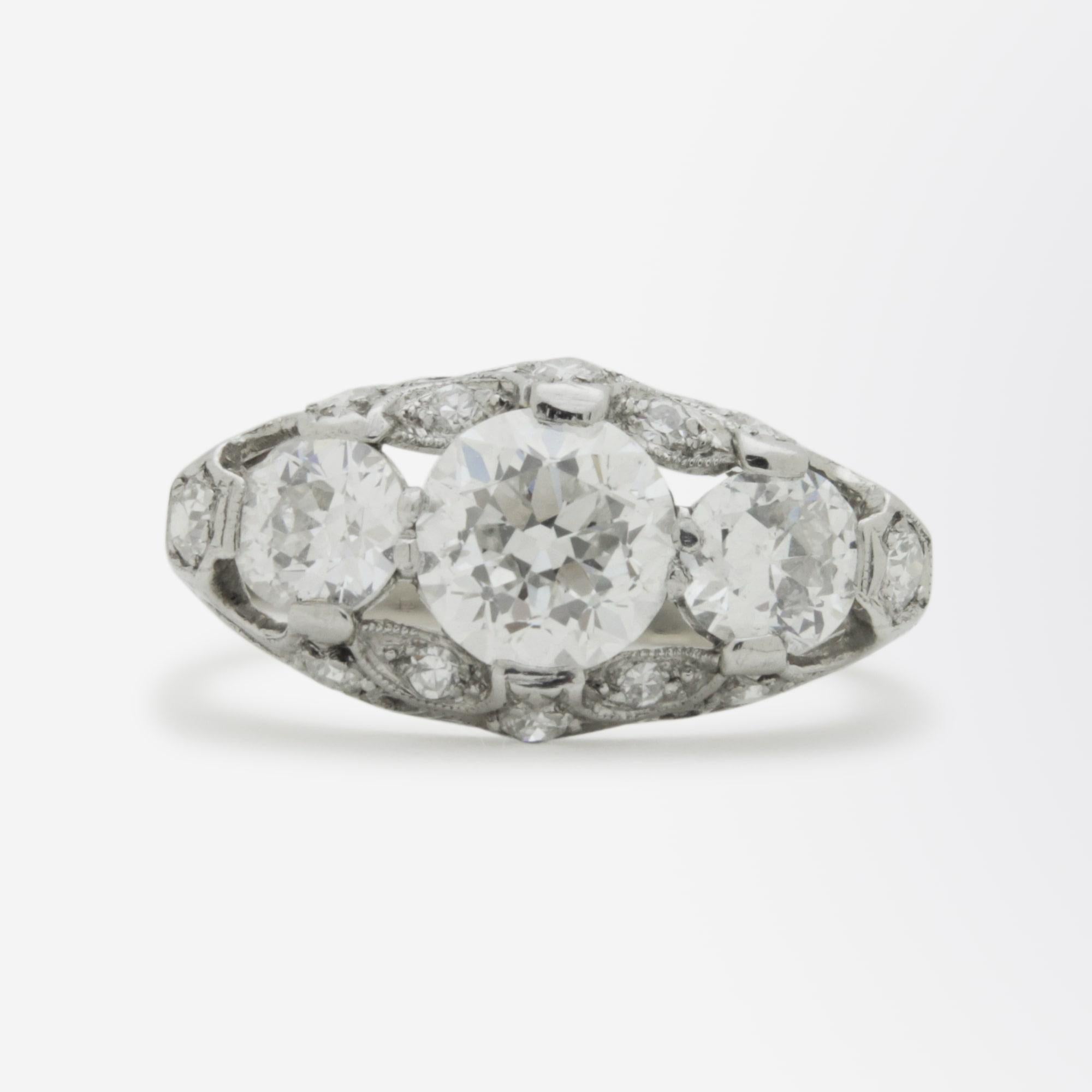 Old European Cut Original Art Deco Diamond Ring Circa 1930 For Sale