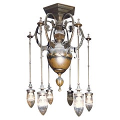 Originaler Delphin-Bronze-Kronleuchter im Art déco-Stil, frühes 20. Jahrhundert, 1914