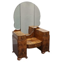 Original Art Deco Dressing Table Burr and Figured Walnut, Circa 1935