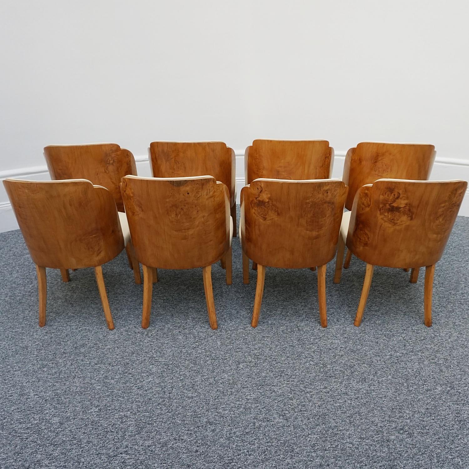 Original Art Deco Eight Seater Burr Walnut Dining Suite, Circa 1935 In Good Condition In Forest Row, East Sussex