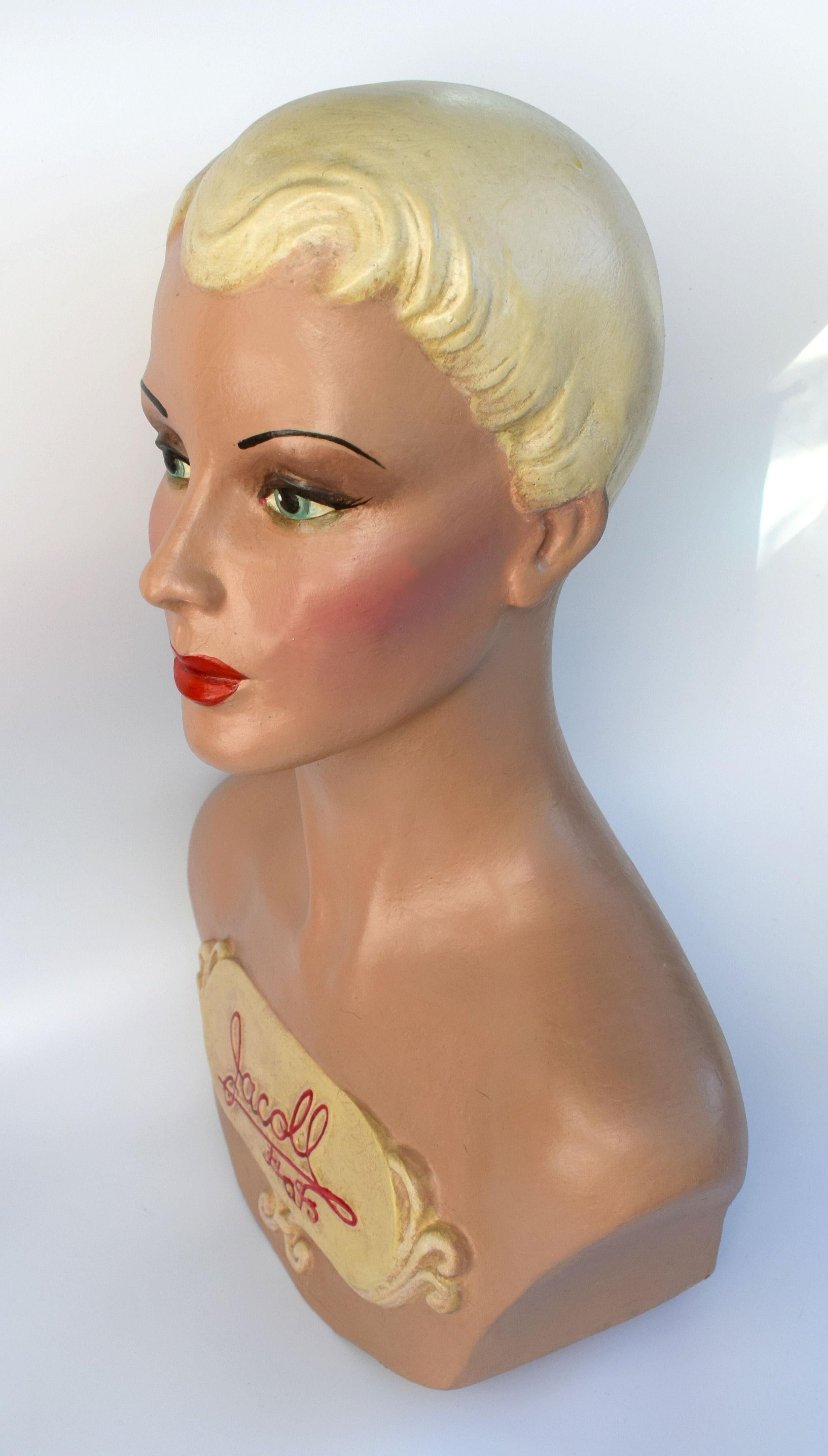 Original Art Deco Female Mannequin Bust, 1930s 1