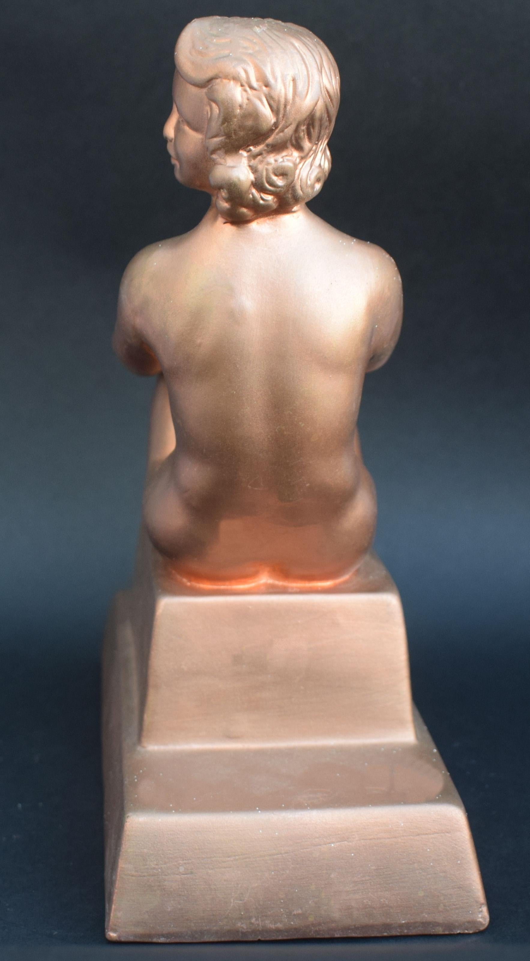 Plaster Original Art Deco Female Nude Sitting Figure, circa 1930 For Sale