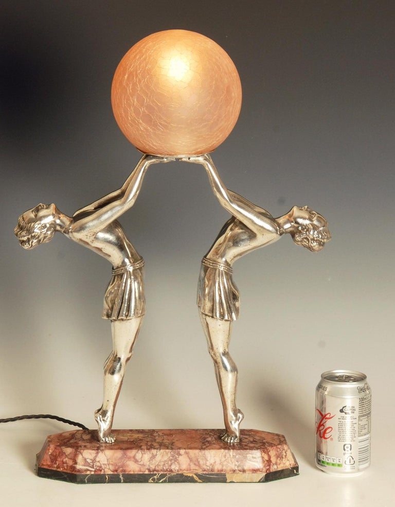 Original Art Deco Figural Twin Lady Lamp For Sale at 1stDibs