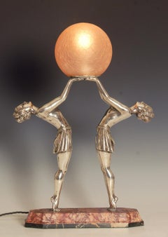 Original Art Deco Figural Twin Lady Lamp