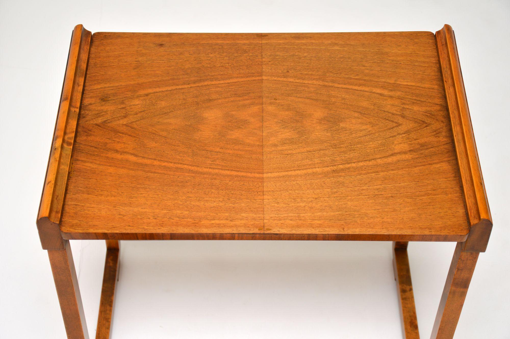 Early 20th Century Original Art Deco Figured Walnut Nest of Tables