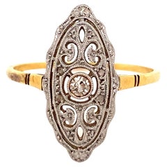 Original Art Deco Filigree Diamond Platinum 18K Gold Ring