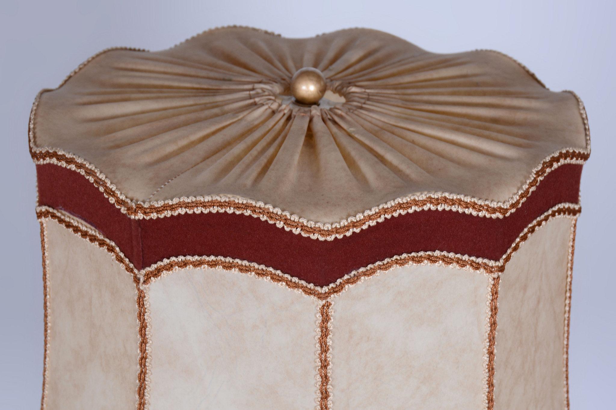 Lampadaire Art déco d'origine, nouvelle électrifiation, chêne, textile, tchèque, années 1920 en vente 4