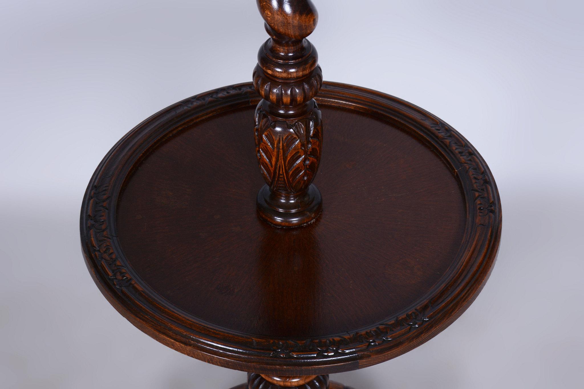 Lampadaire Art déco d'origine, nouvelle électrifiation, chêne, textile, tchèque, années 1920 en vente 7