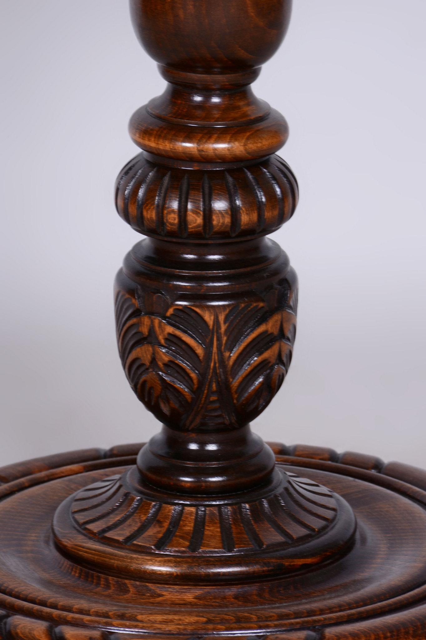 Lampadaire Art déco d'origine, nouvelle électrifiation, chêne, textile, tchèque, années 1920 Bon état - En vente à Brandys nad Labem, Středočeský kraj