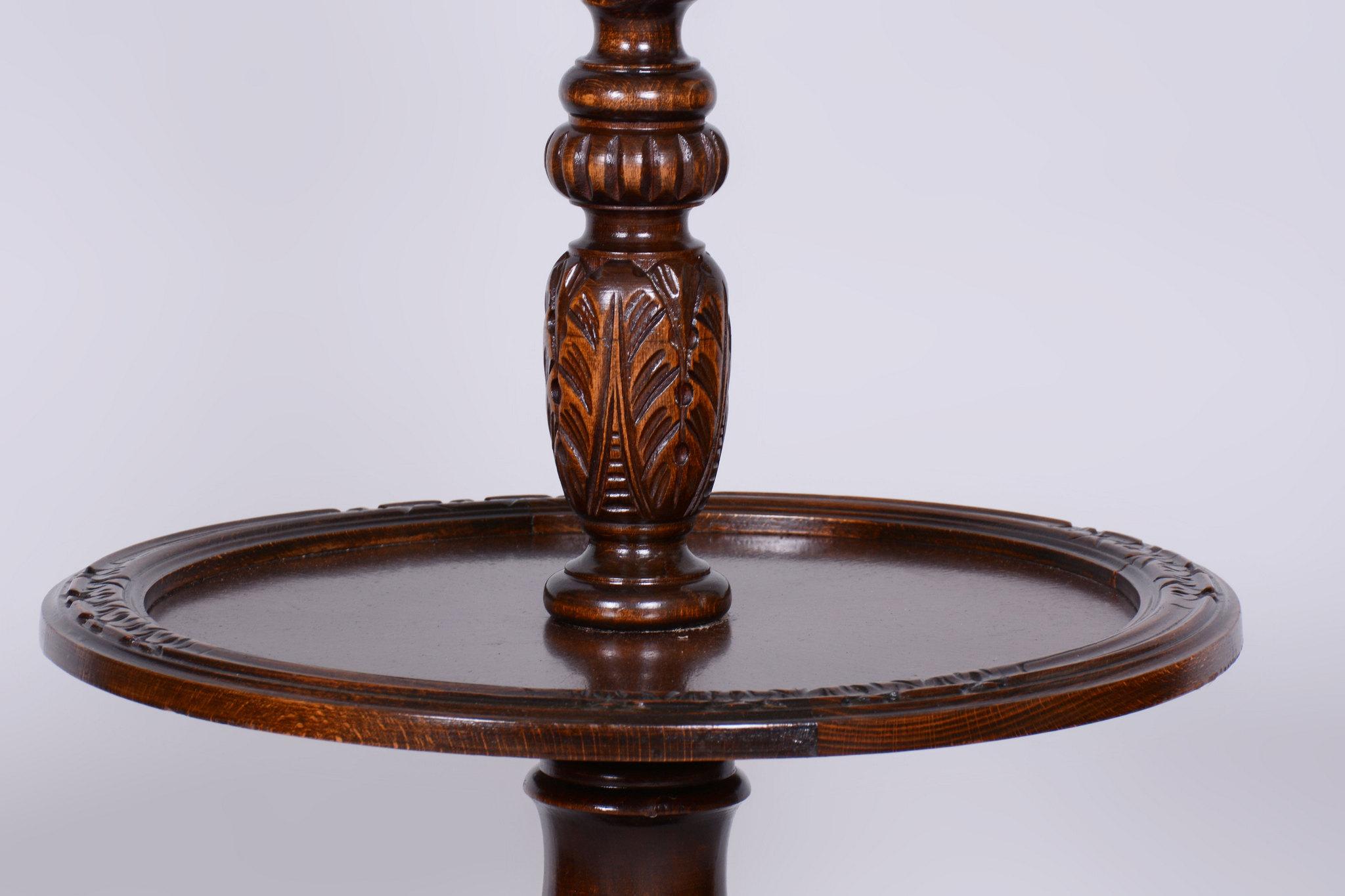 Début du 20ème siècle Lampadaire Art déco d'origine, nouvelle électrifiation, chêne, textile, tchèque, années 1920 en vente