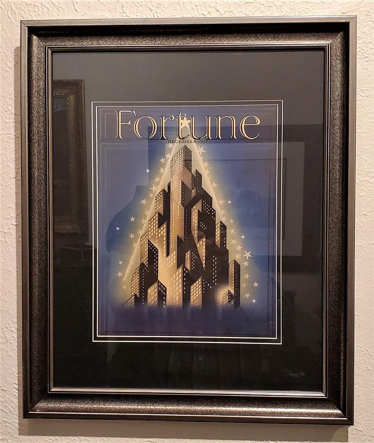Presenting a fabulous original Art Deco fortune cover, 1937.

The cover of Fortune Magazine for December 1937, framed and matted.

This is an original cover, not a re-print or copy. It is the cover of an actual 1937 Fortune Magazine and we can 100%