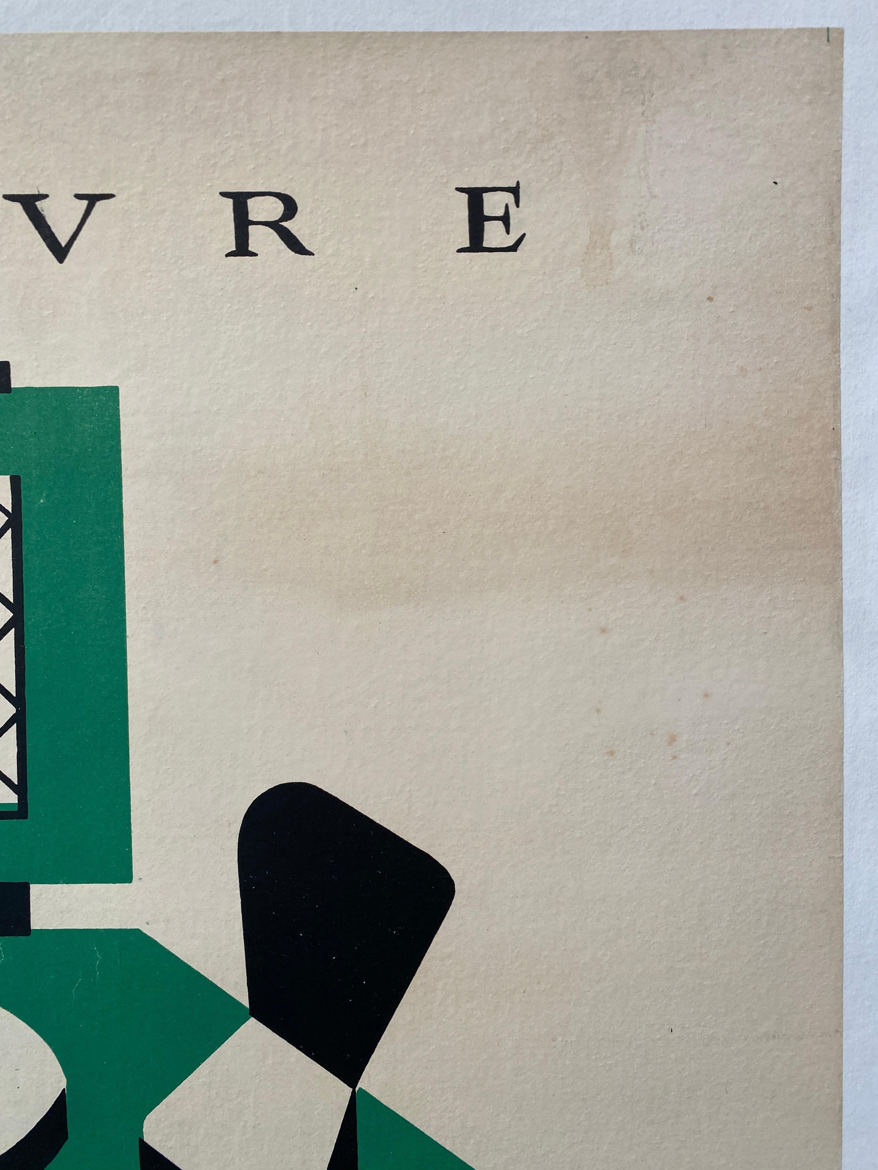 Original Art-Déco-Möbel-Werbeplakat „Au Louvre“, Vintage-Poster, Vintage, 1935 im Angebot 3