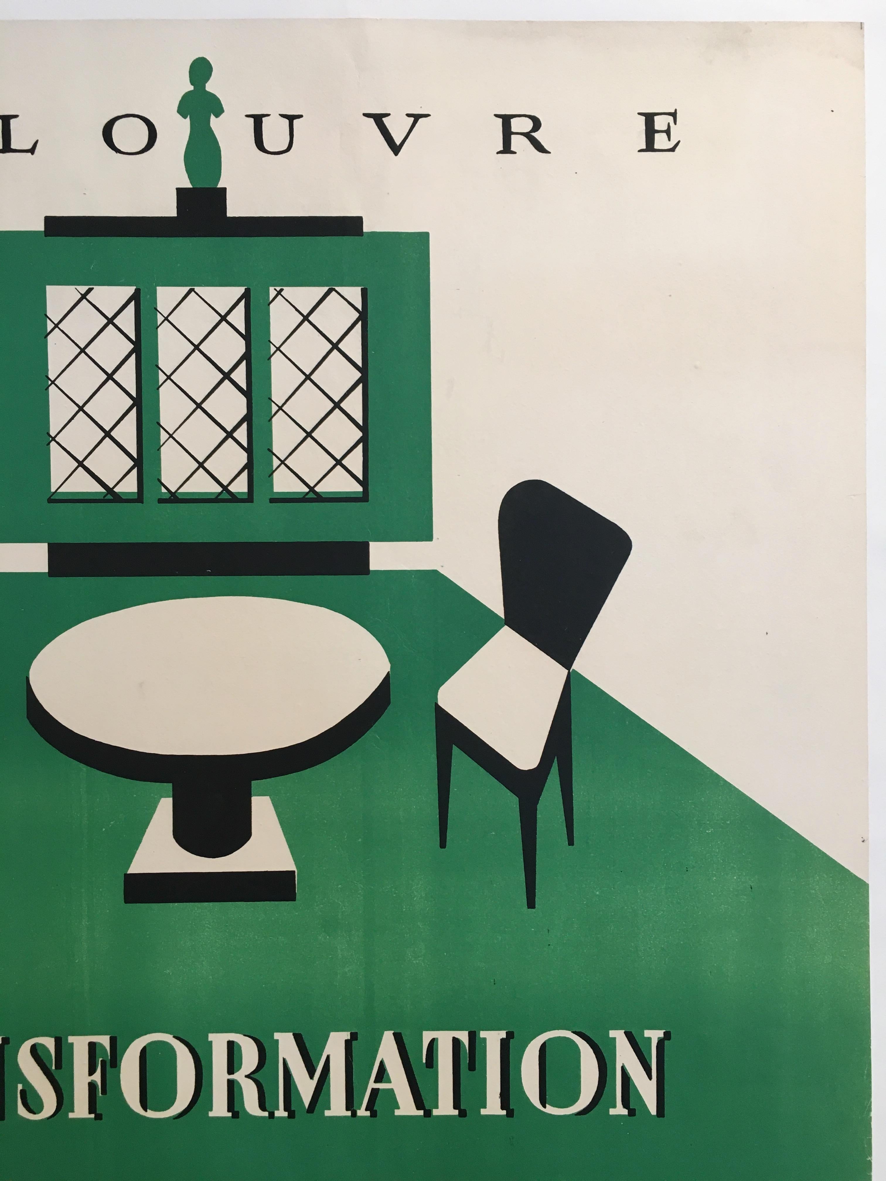 Français Affiche d'origine de mobilier Art Déco « Au Louvre », 1935 en vente