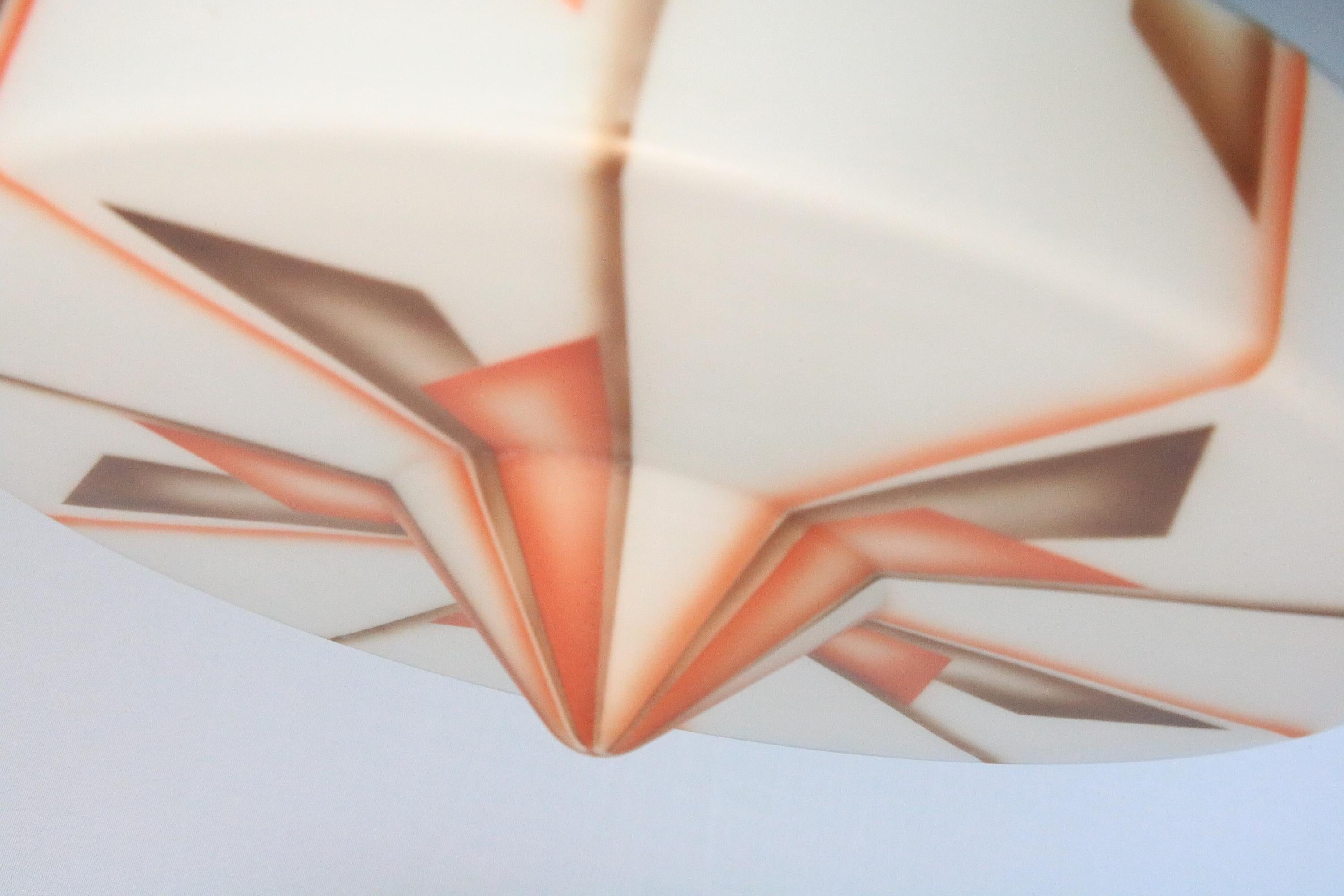 Ottone Originale lampada a sospensione in vetro Art Deco, lampada, vetro, motivo geometrico1940 in vendita