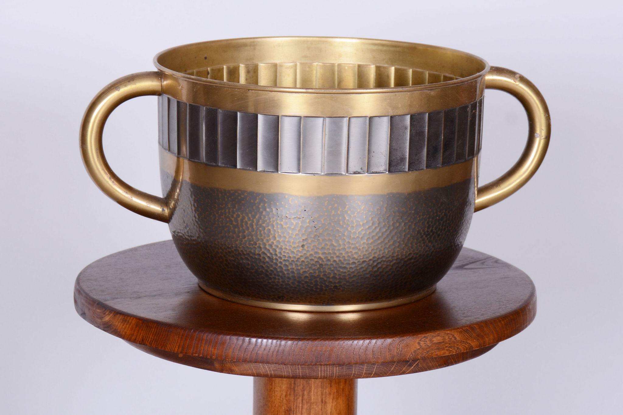 Original Art Deco Jardiniere, Professionally Cleaned Brass, Czech, 1910s For Sale 5