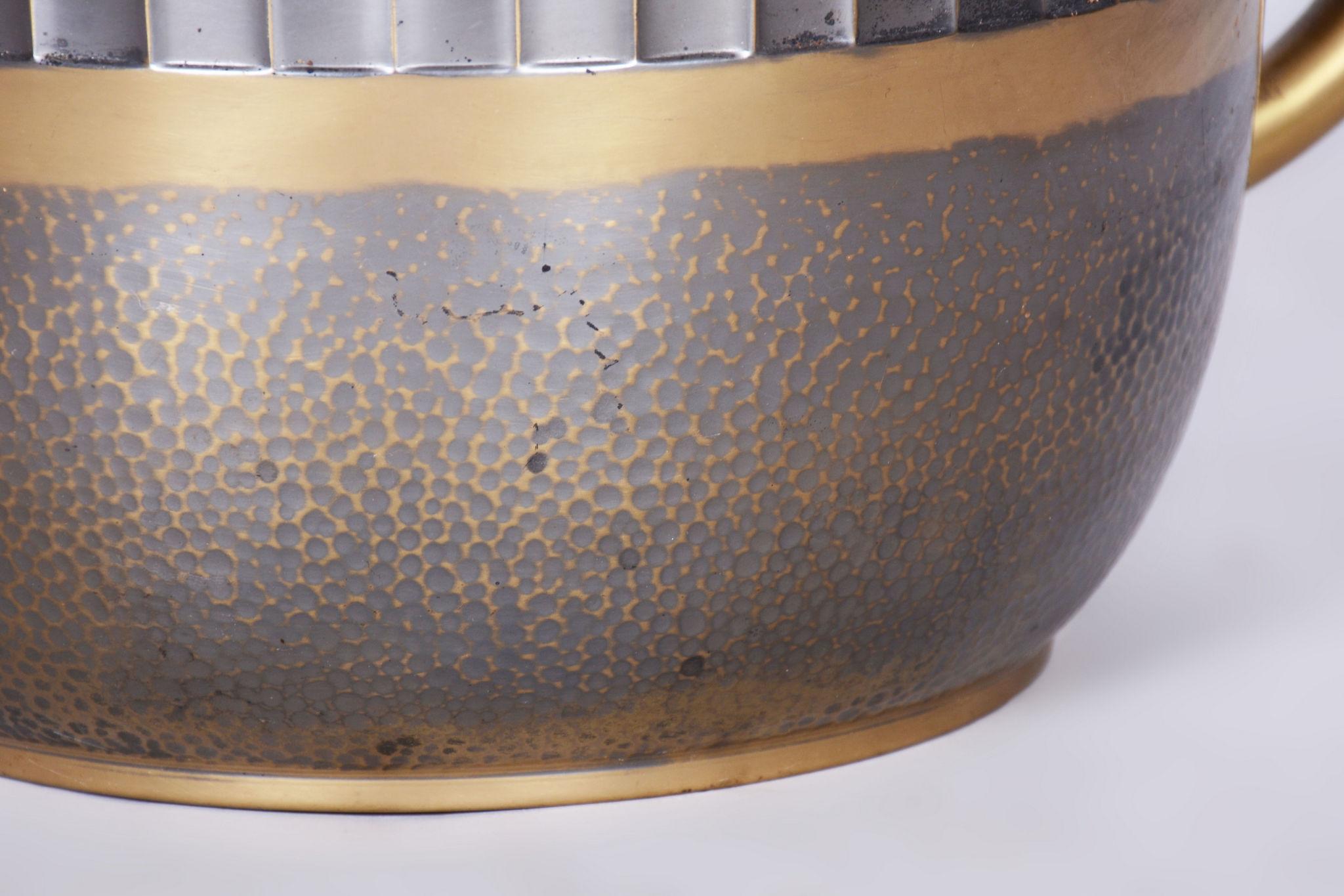 Early 20th Century Original Art Deco Jardiniere, Professionally Cleaned Brass, Czech, 1910s For Sale