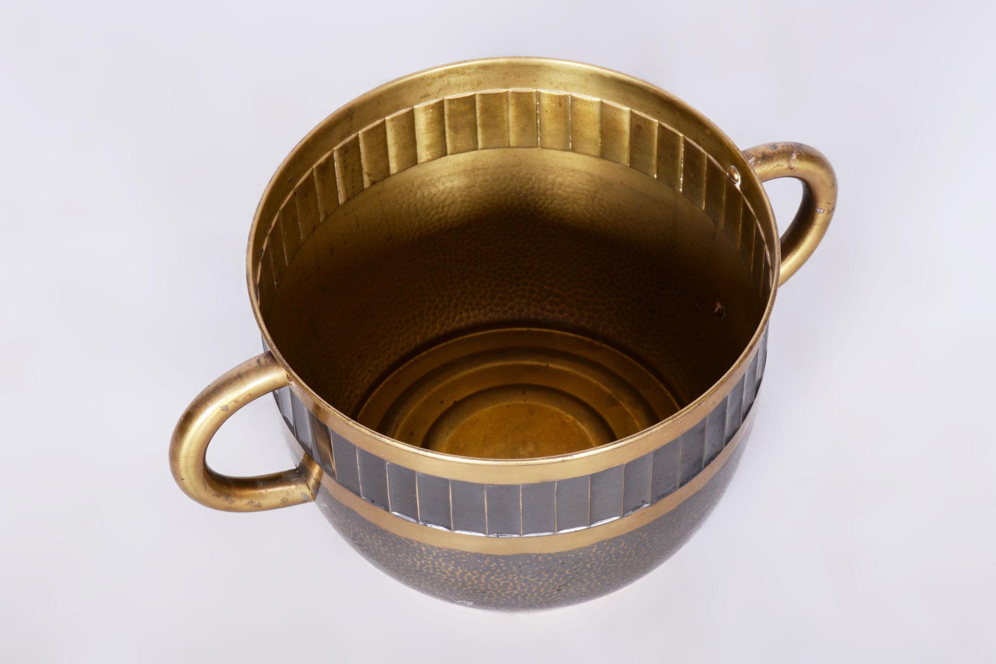 Original Art Deco Jardiniere, Professionally Cleaned Brass, Czech, 1910s For Sale 1