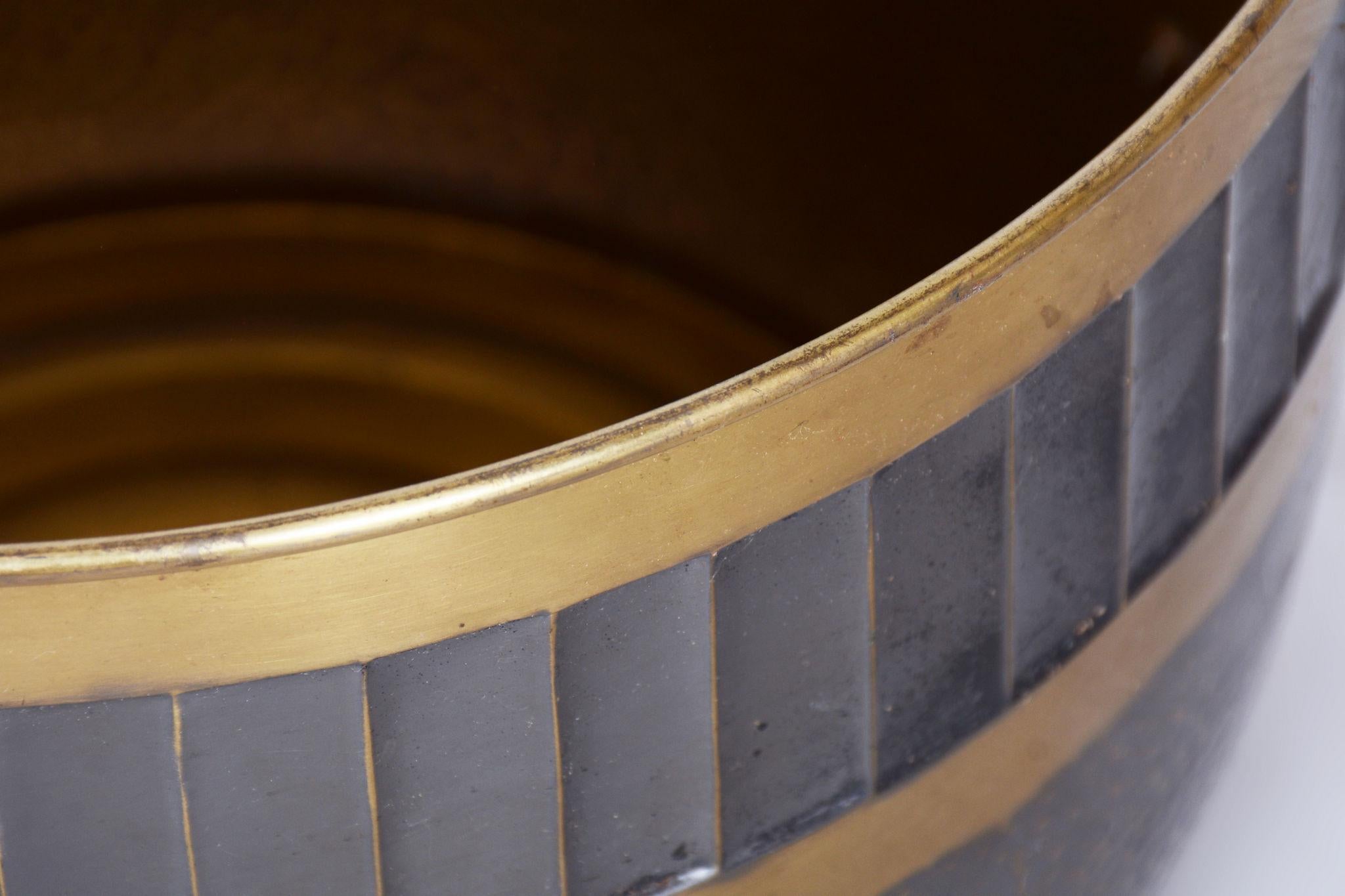 Original Art Deco Jardiniere, Professionally Cleaned Brass, Czech, 1910s For Sale 3