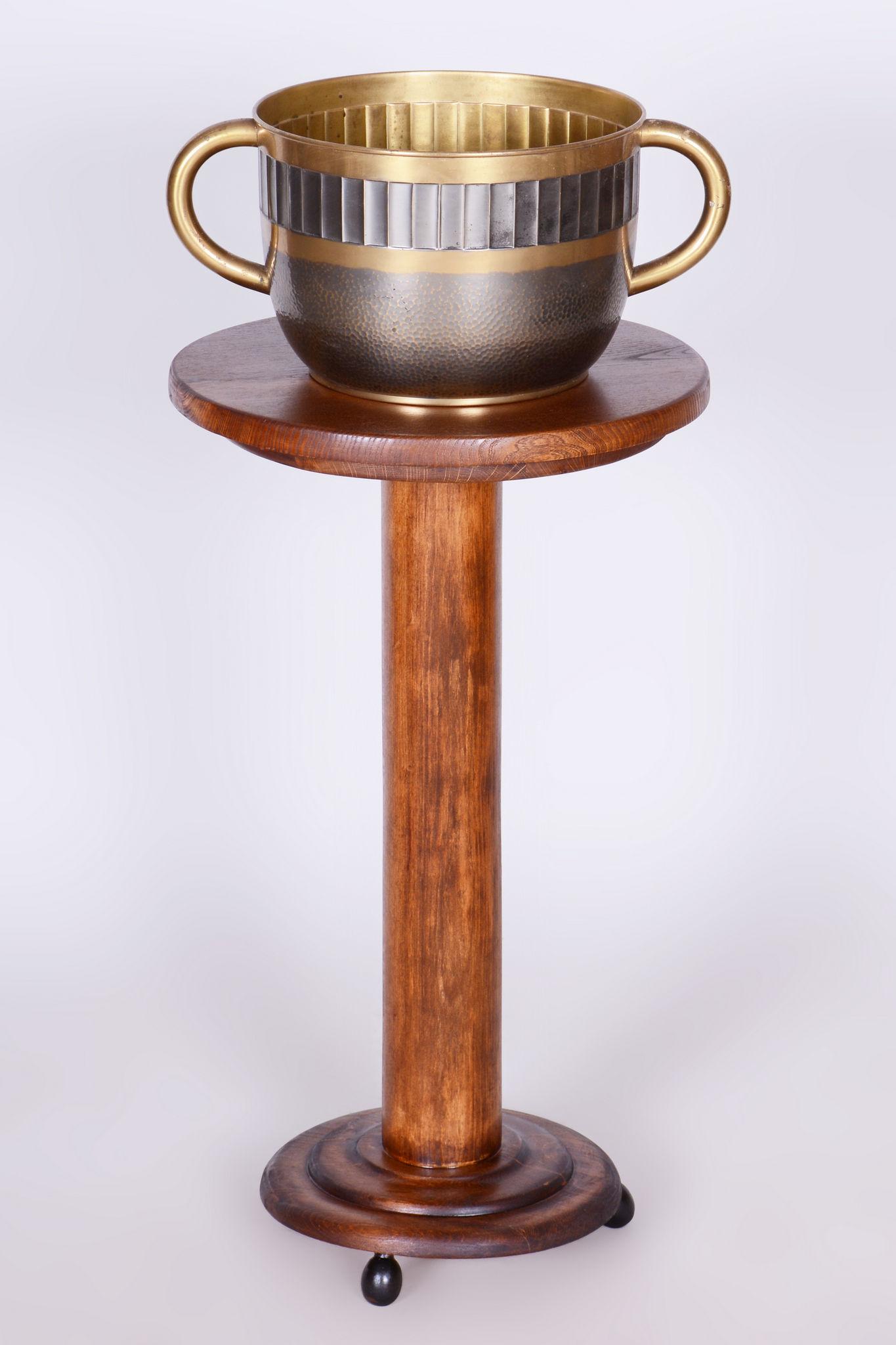 Original Art Deco Jardiniere, Professionally Cleaned Brass, Czech, 1910s For Sale 4
