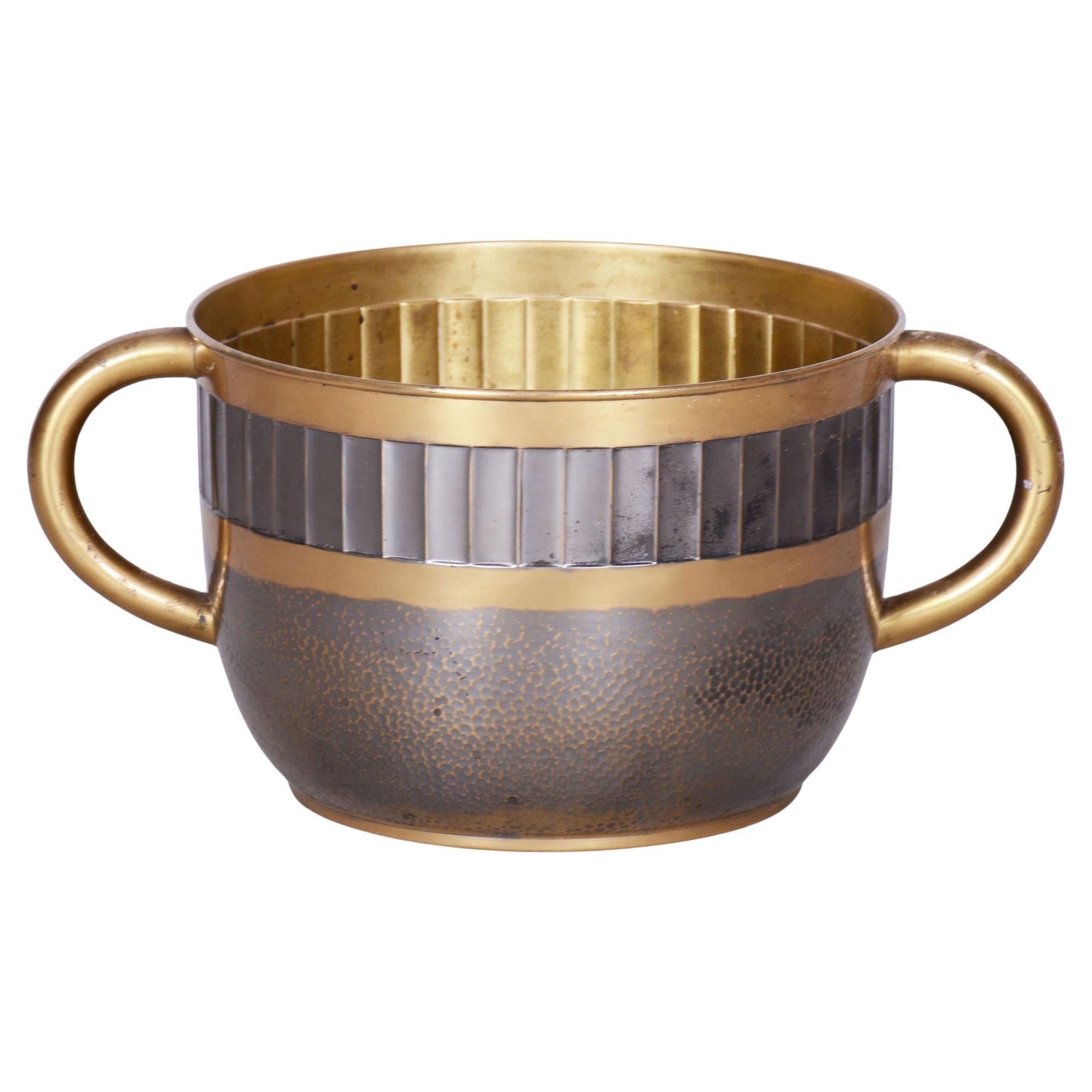 Jardiniere Art Deco originale, ottone pulito professionalmente, ceco, anni 1910