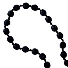 Original Art Deco Long Hand Cut French Jet Beads Flapper Necklace circa 1920s