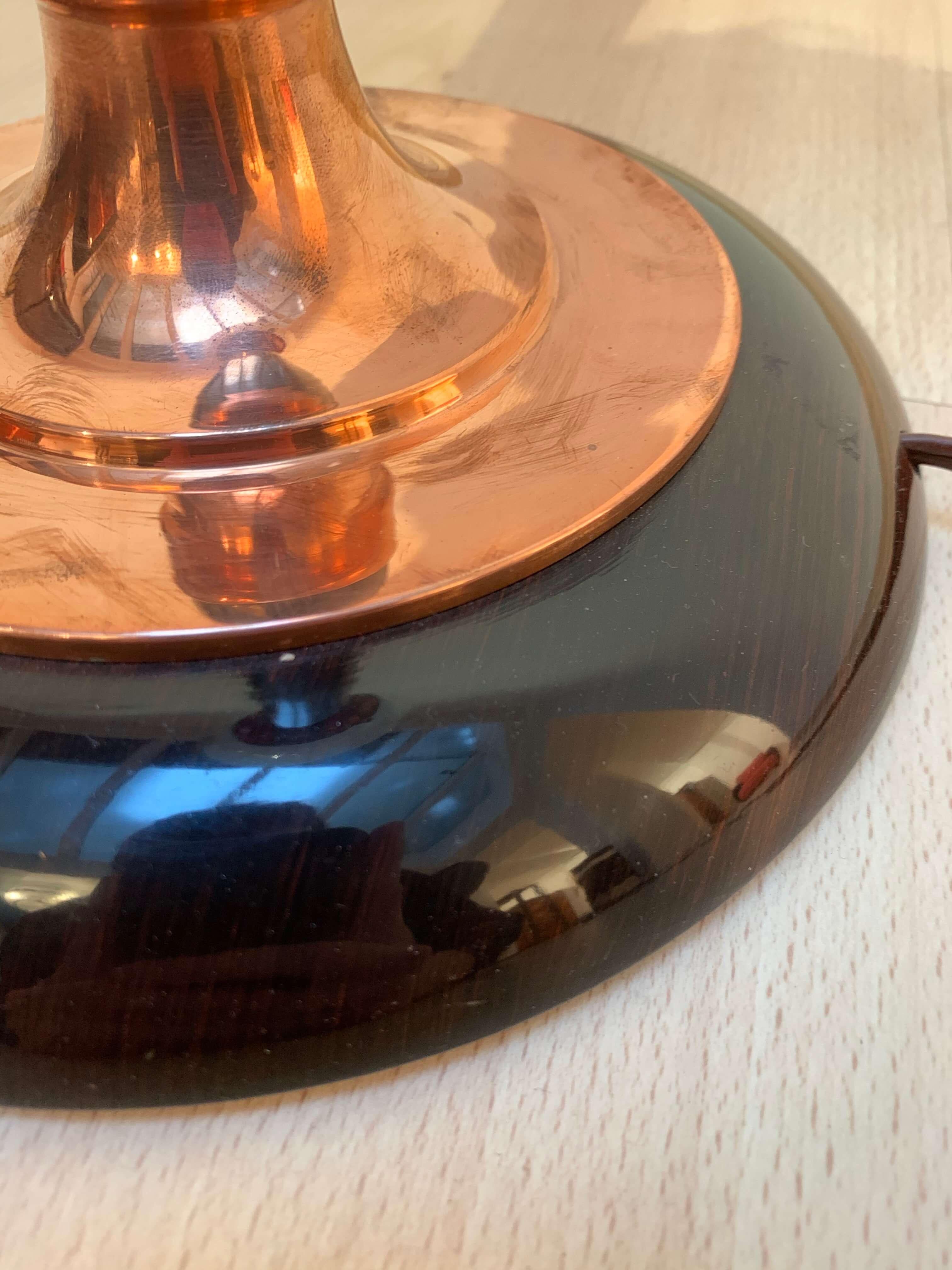 French Art Deco 'Mazda' Table Lamp, Copper and Rosewood, France circa 1930 For Sale