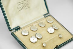 Art Deco Mother-of-Pearl and Gold Tuxedo Suite of Cufflinks