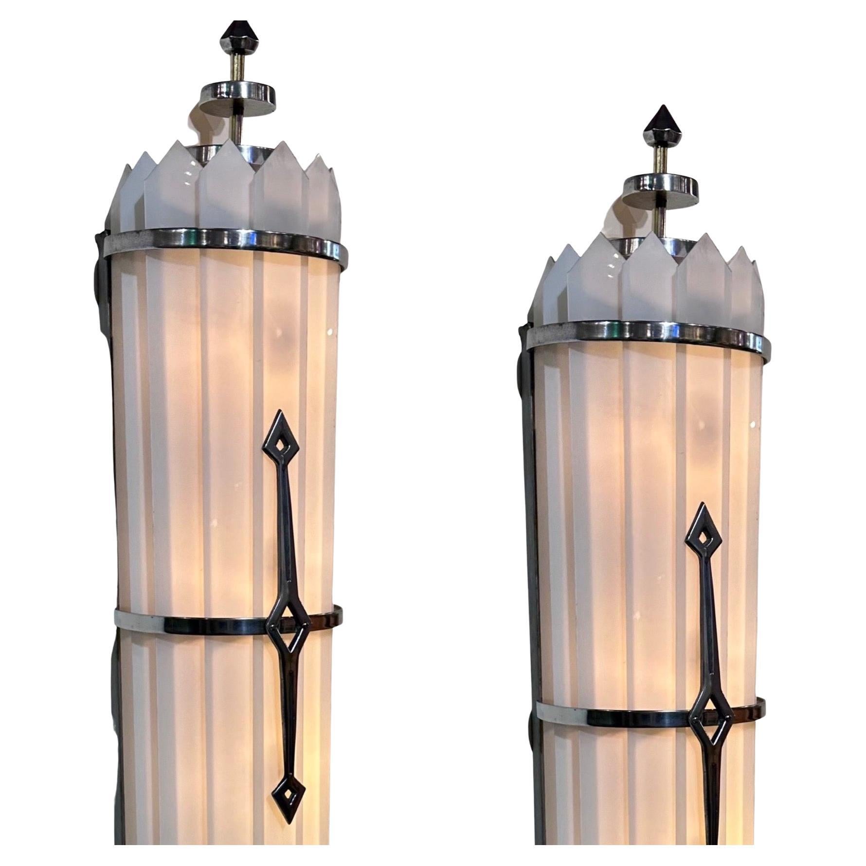 Original Art Deco Movie Theater Sconces Rare For Sale