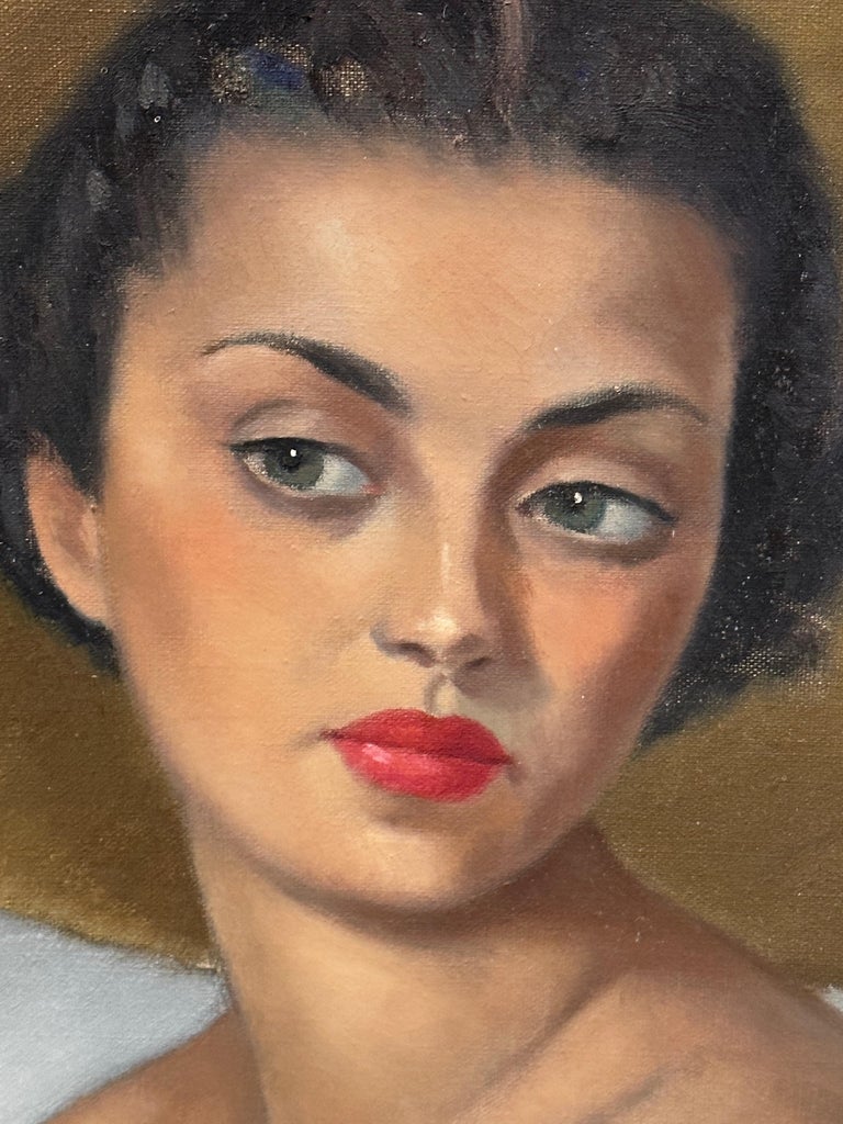 Original Art Deco Nude Painting Oil on Canvas For Sale at 1stDibs