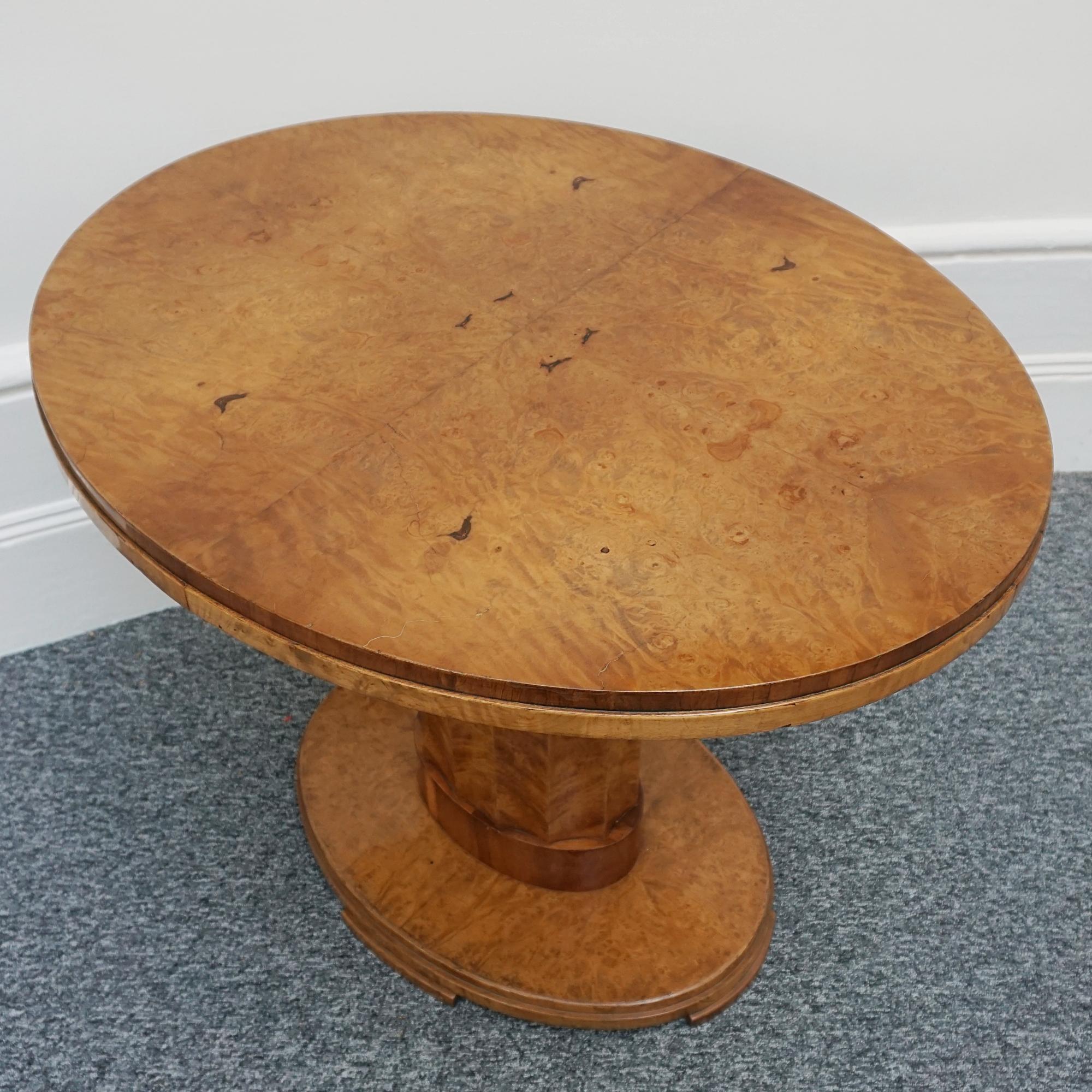 Mid-20th Century Original Art Deco Oval Centre Table Burr Walnut  For Sale
