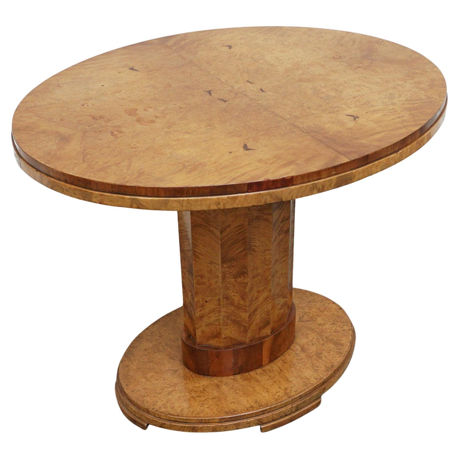 Table centrale ovale originale Art Déco Ronce de noyer 