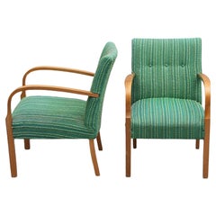 Original Art Deco Pair of Beautiful Club Chair with Bentwood Arms