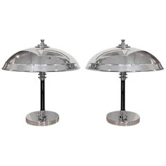 Retro Original Art Deco Pair of Dome Lamps