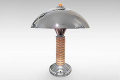 Original Art Deco Pair of Dome Table Lamps in Yellow Bakelite