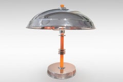 Original Art Deco Pair of Dome Table Lamps with Yellow Bakelite