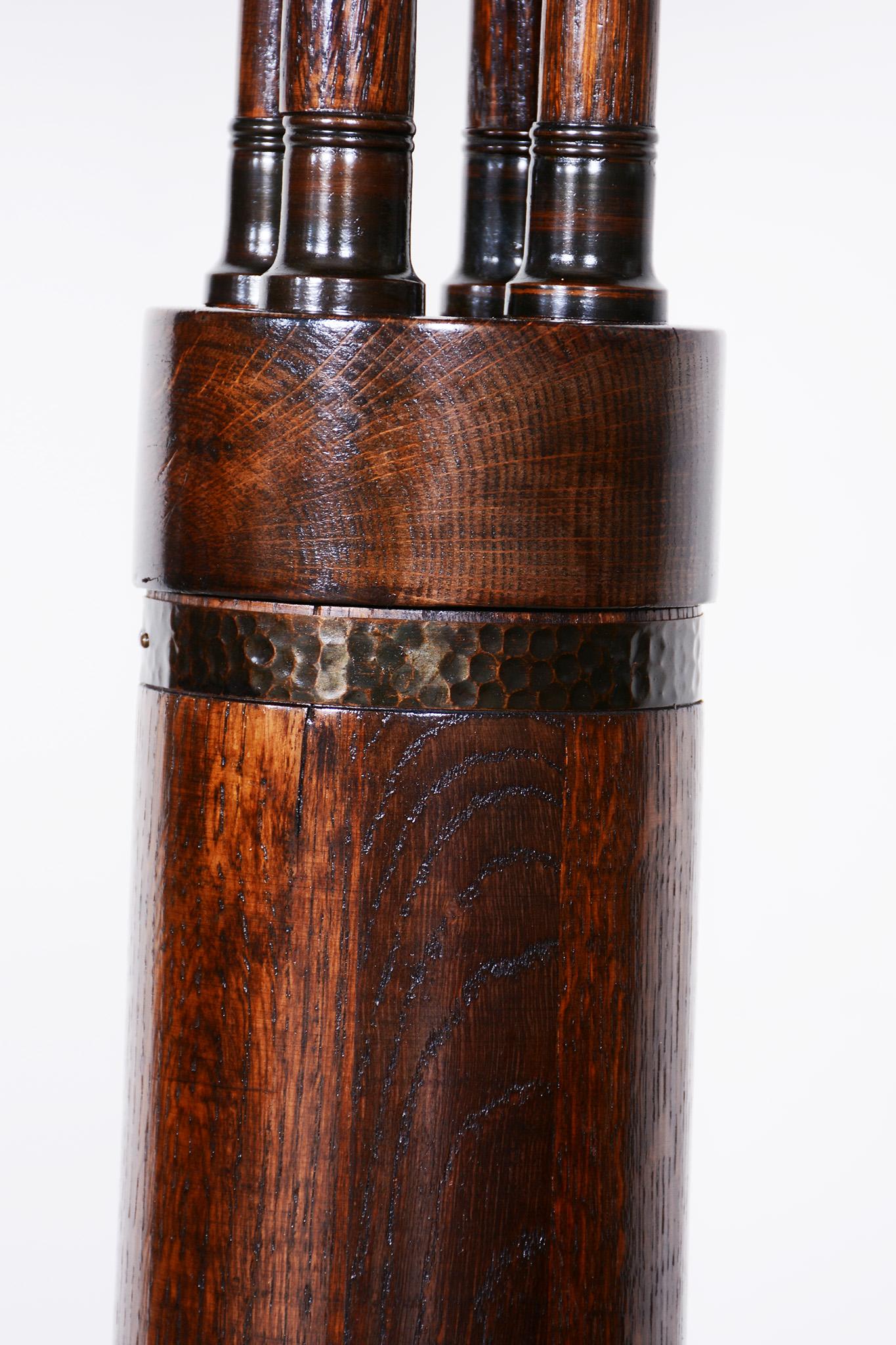 Original Art Deco Pedestal, by Josef Maria Hoffman,  Oak, Brass, Austria, 1920s 4