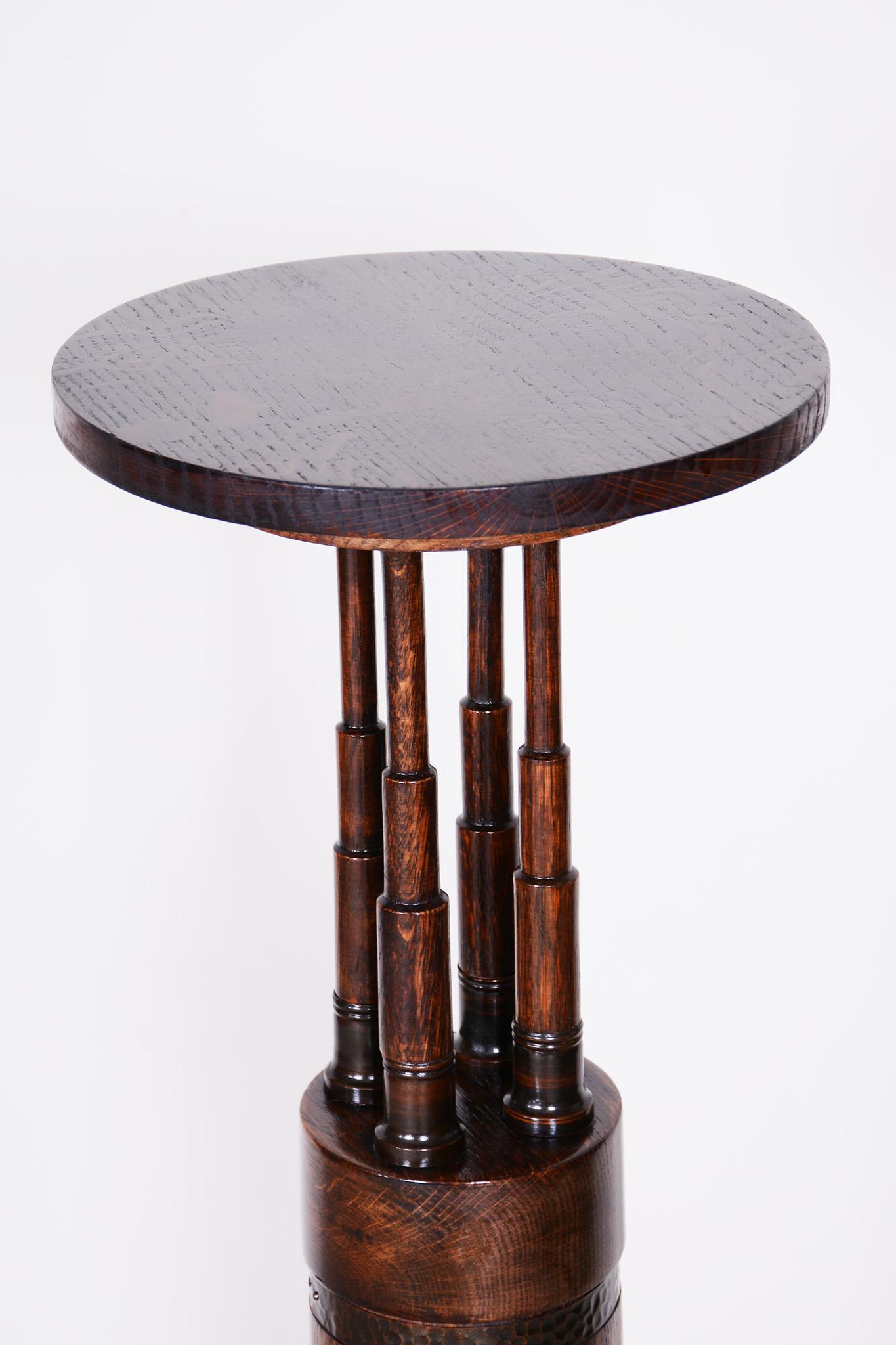 Early 20th Century Original Art Deco Pedestal, by Josef Maria Hoffman,  Oak, Brass, Austria, 1920s