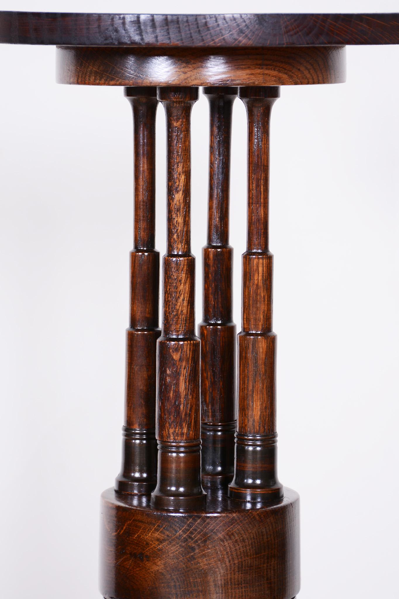 Wood Original Art Deco Pedestal, by Josef Maria Hoffman,  Oak, Brass, Austria, 1920s