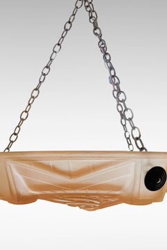 Original Art Deco Plafonnier in Peach Glass by Muller Freres