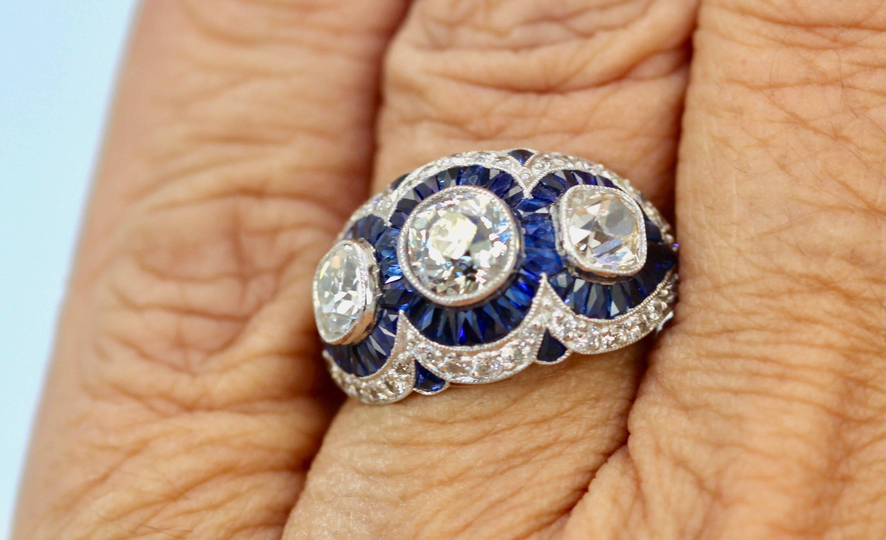  Sapphire Diamond Ring 3.28 Carat For Sale 4