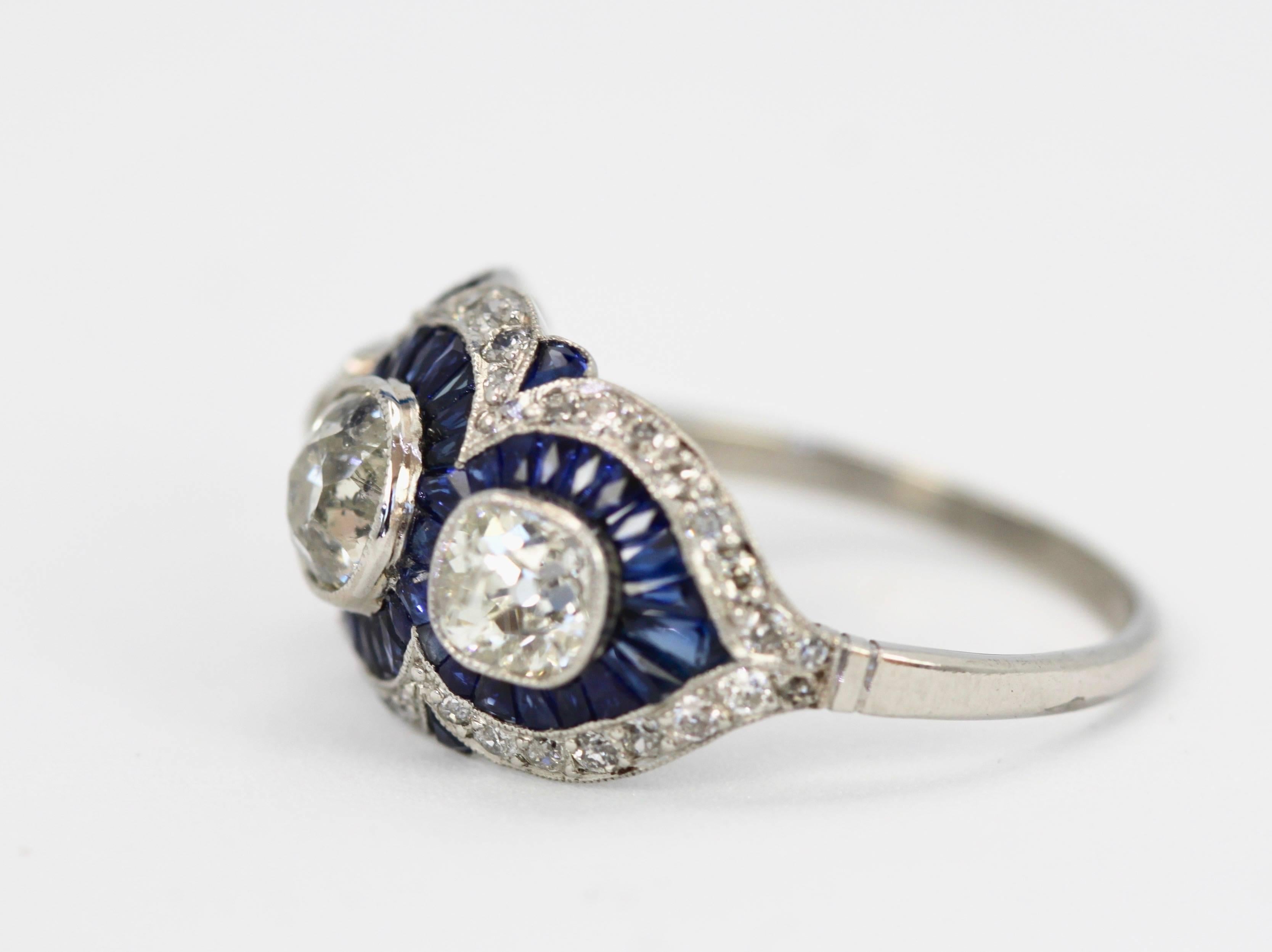  Saphir-Diamant-Ring 3,28 Karat im Zustand „Gut“ im Angebot in North Hollywood, CA