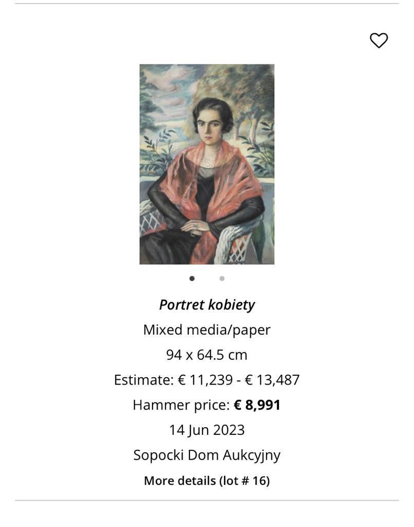Portrait original Art déco de Wladyslaw Roguski Pologne 1937 en vente 4